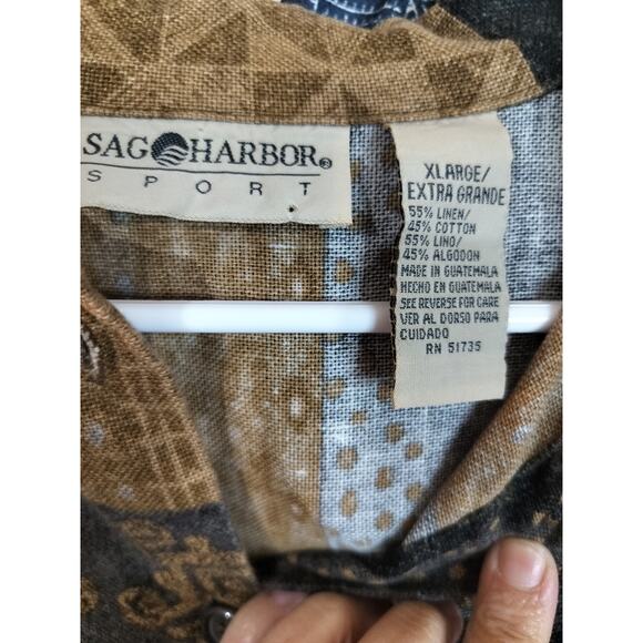 3844) Vintage Sag Harbor Western Artsy Tribal Boho Linen Blend Shacket Top XL - Picture 9 of 9